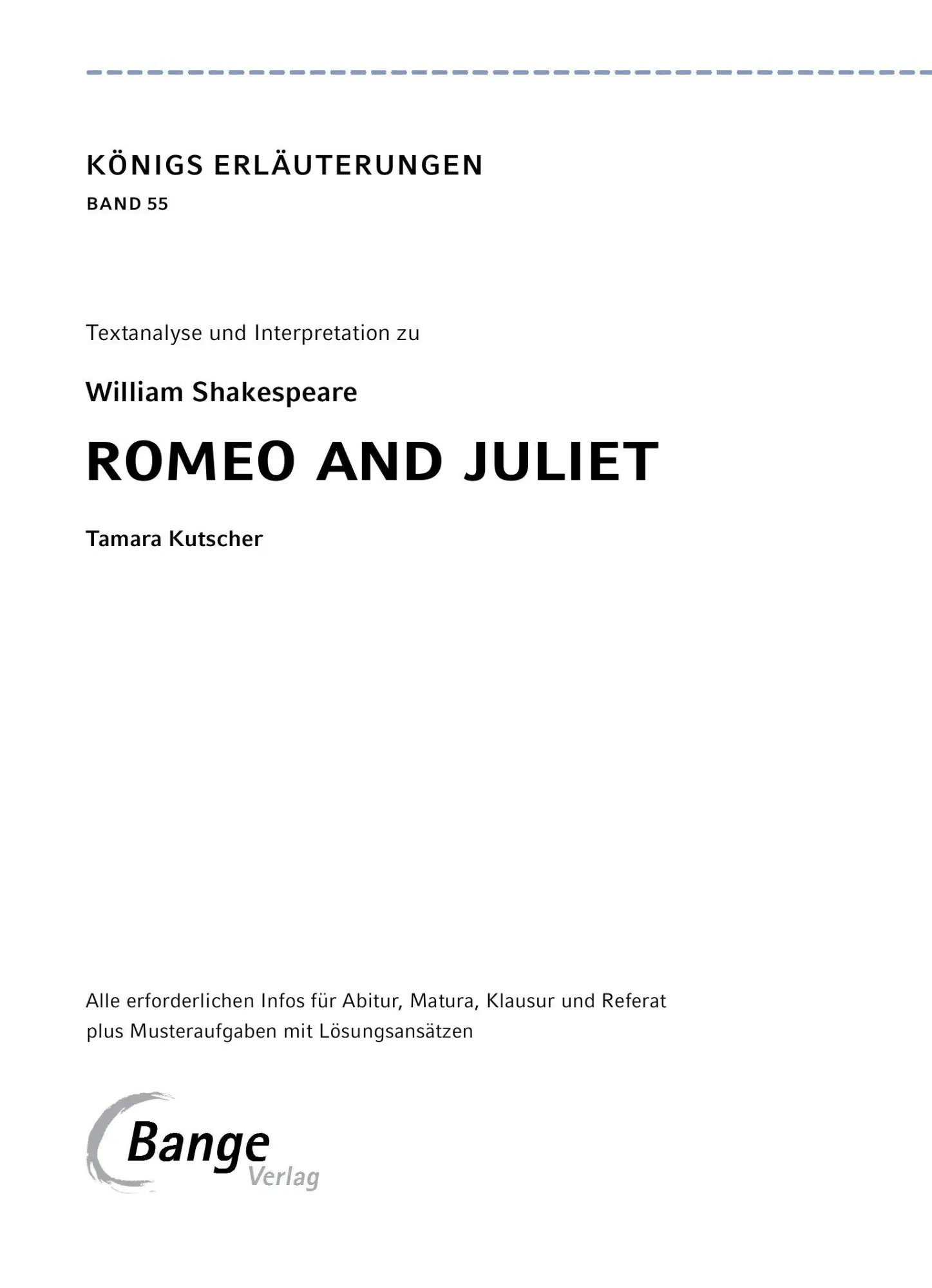 Bild: 9783804420953 | Romeo and Juliet von William Shakespeare - Textanalyse und...