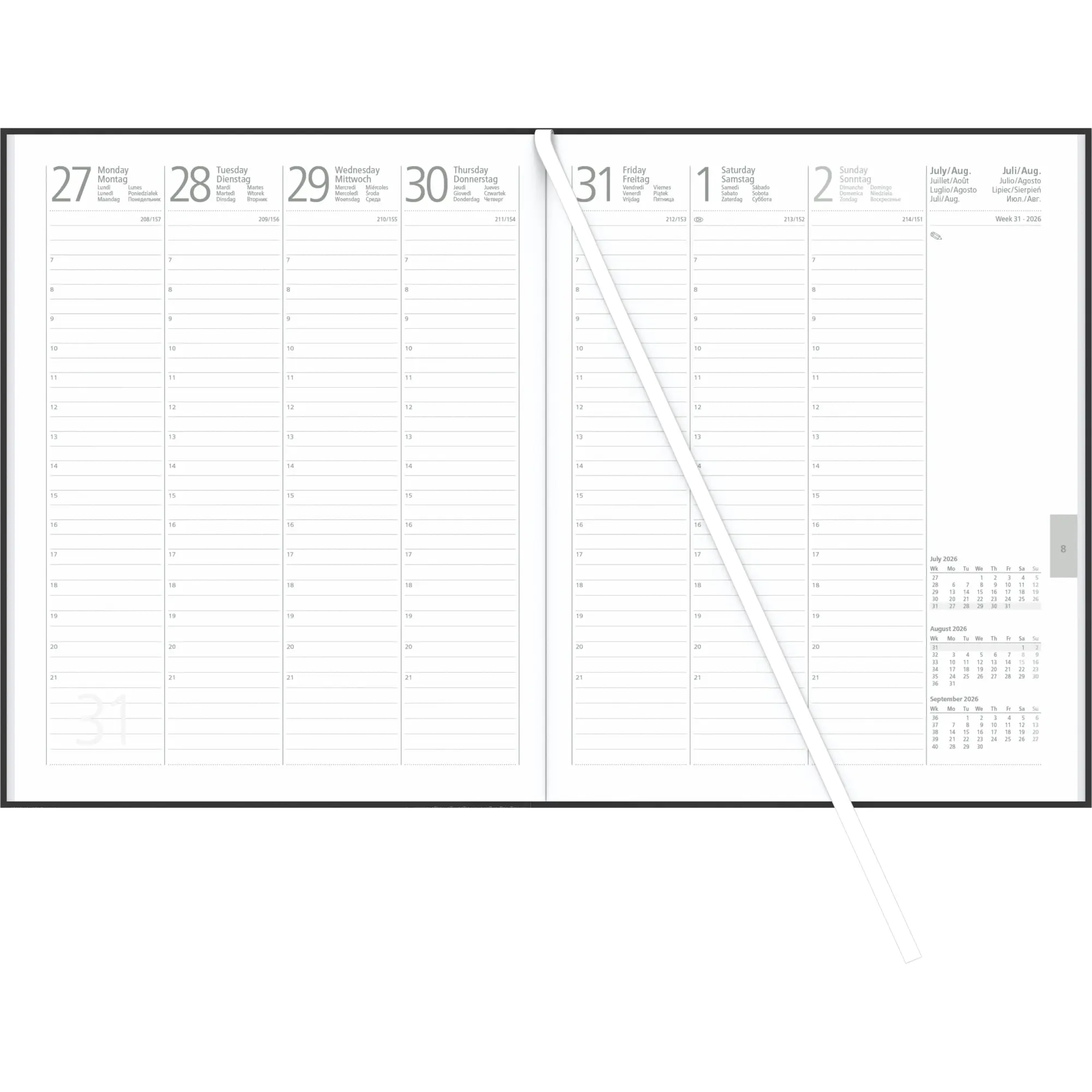 Bild: 4069095001053 | Wochenbuch anthrazit 2026 - Bürokalender 21x26,5 cm - 1 Woche auf 2...