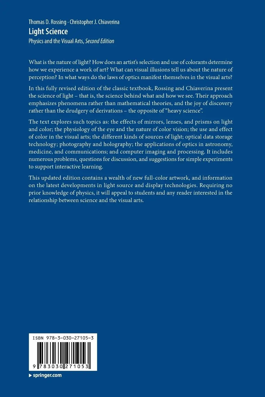Rückseite: 9783030271053 | Light Science | Physics and the Visual Arts | Chiaverina (u. a.) | xi
