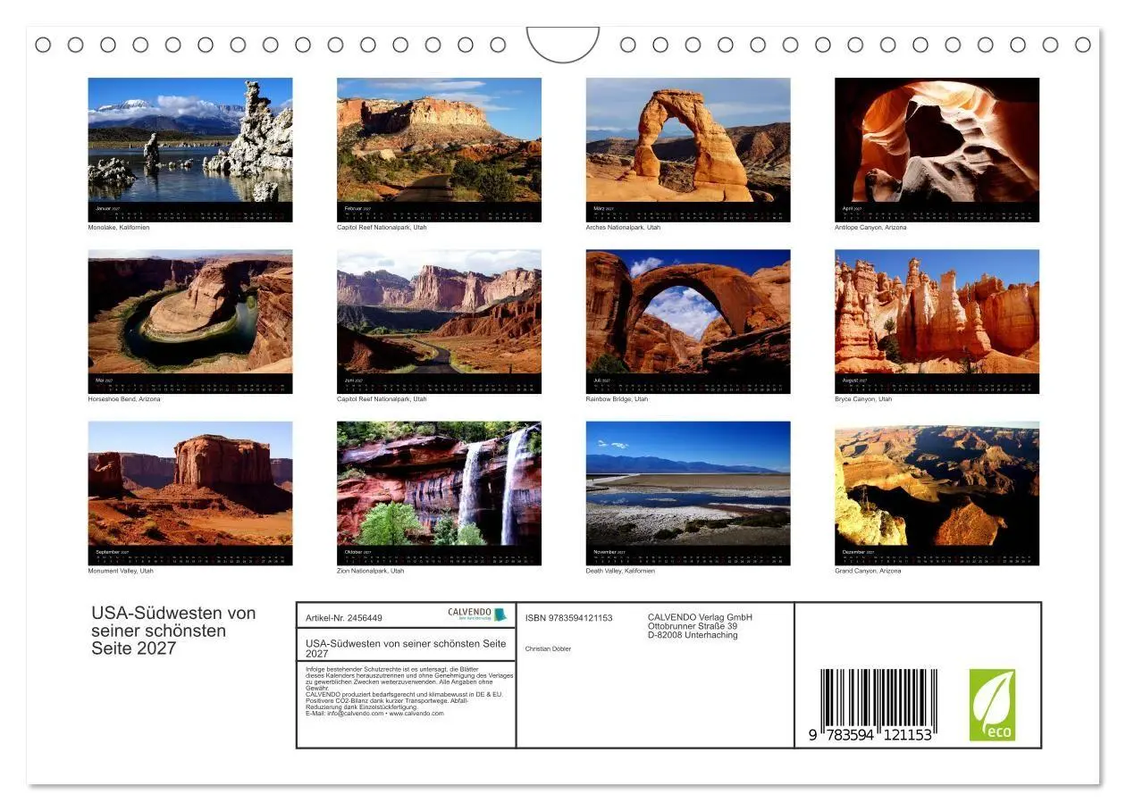 Bild: 9783594121153 | USA-Südwesten von seiner schönsten Seite 2027 (Wandkalender 2027...