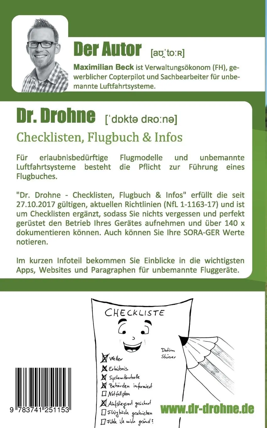 Rückseite: 9783741251153 | Dr. Drohne - Checklisten, Flugbuch &amp; Infos | Maximilian Beck | Buch