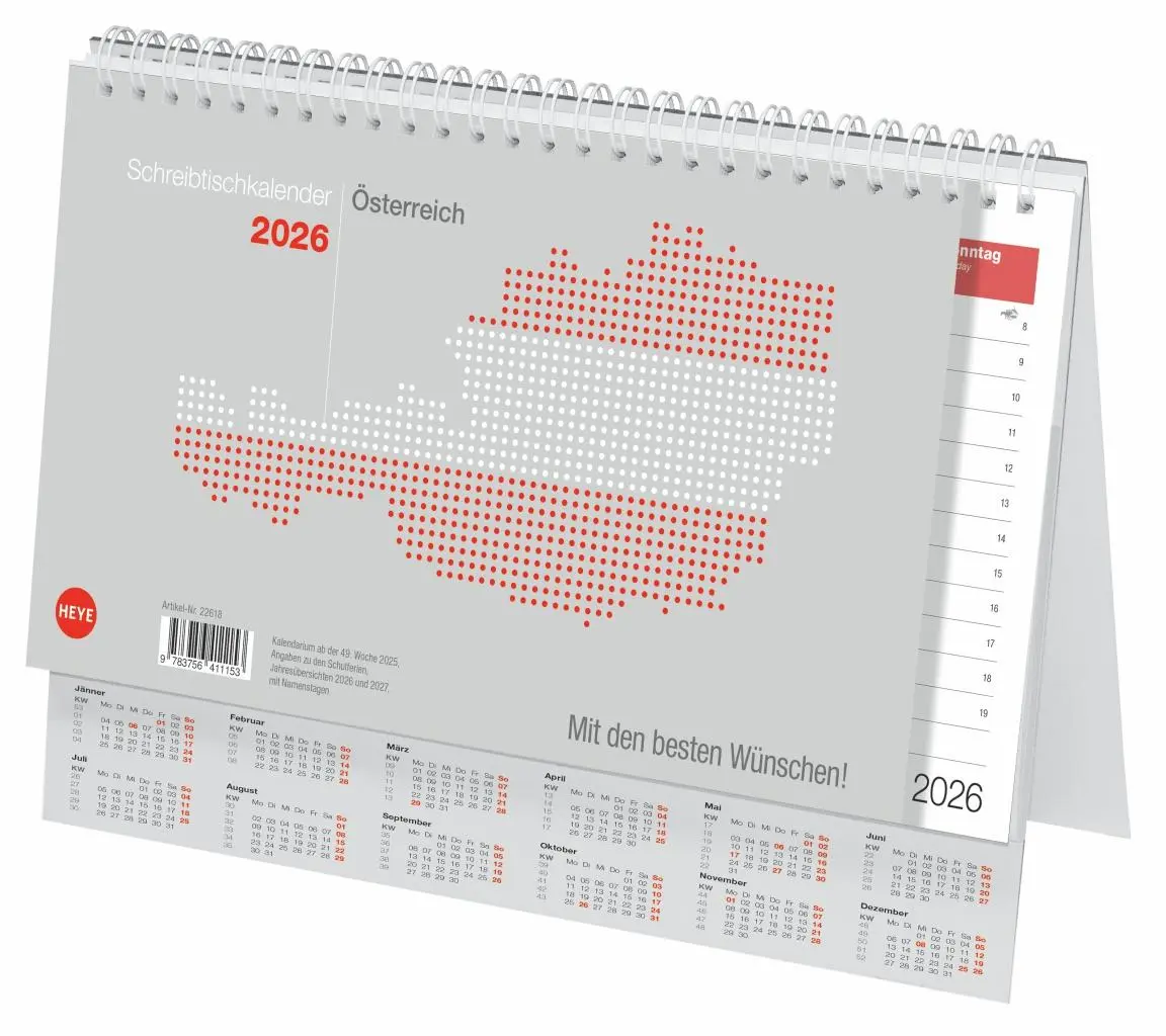Cover: 9783756411153 | Schreibtischkalender Österreich groß 2026 | Heye | Kalender | 61 S.
