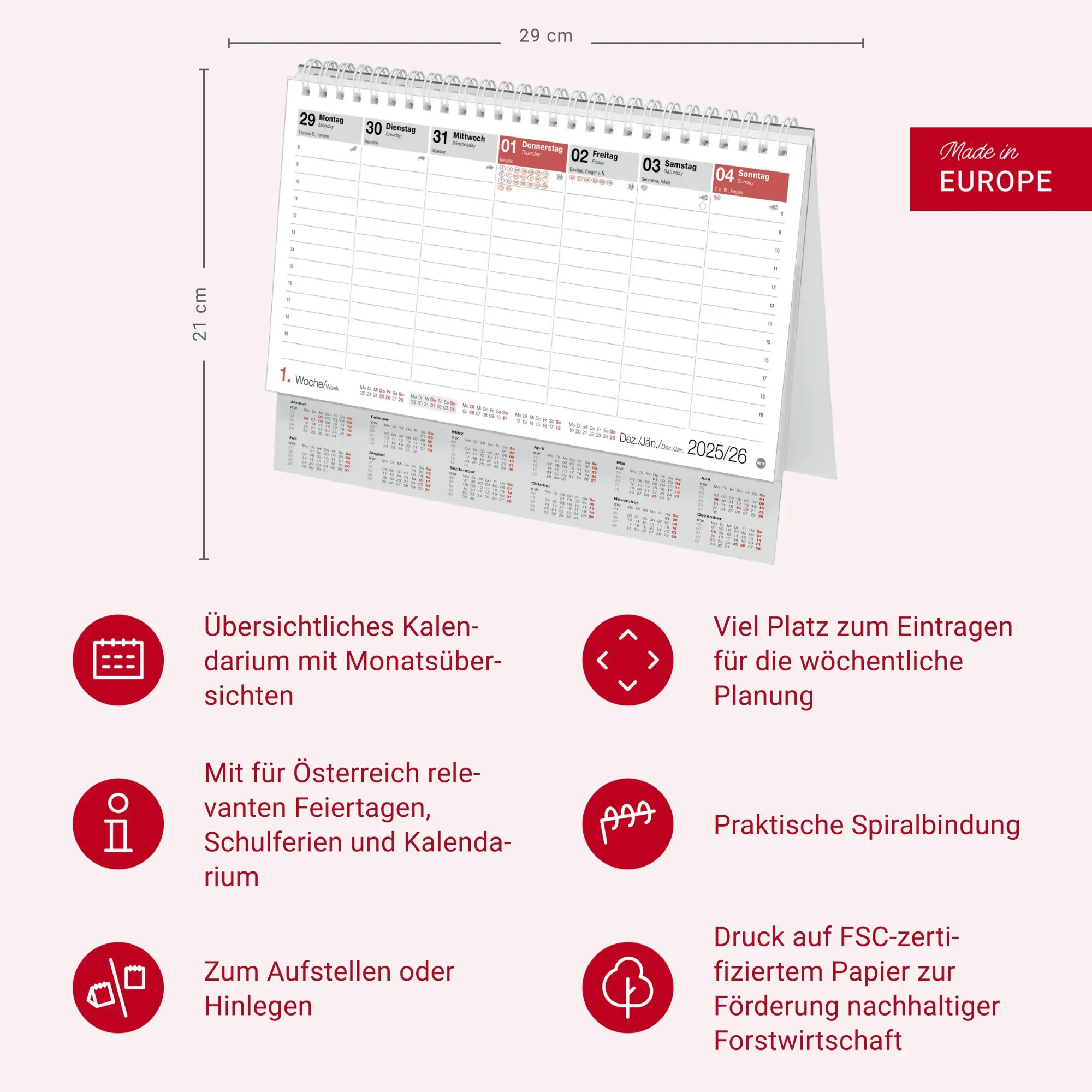 Bild: 9783756411153 | Schreibtischkalender Österreich groß 2026 | Heye | Kalender | 61 S.