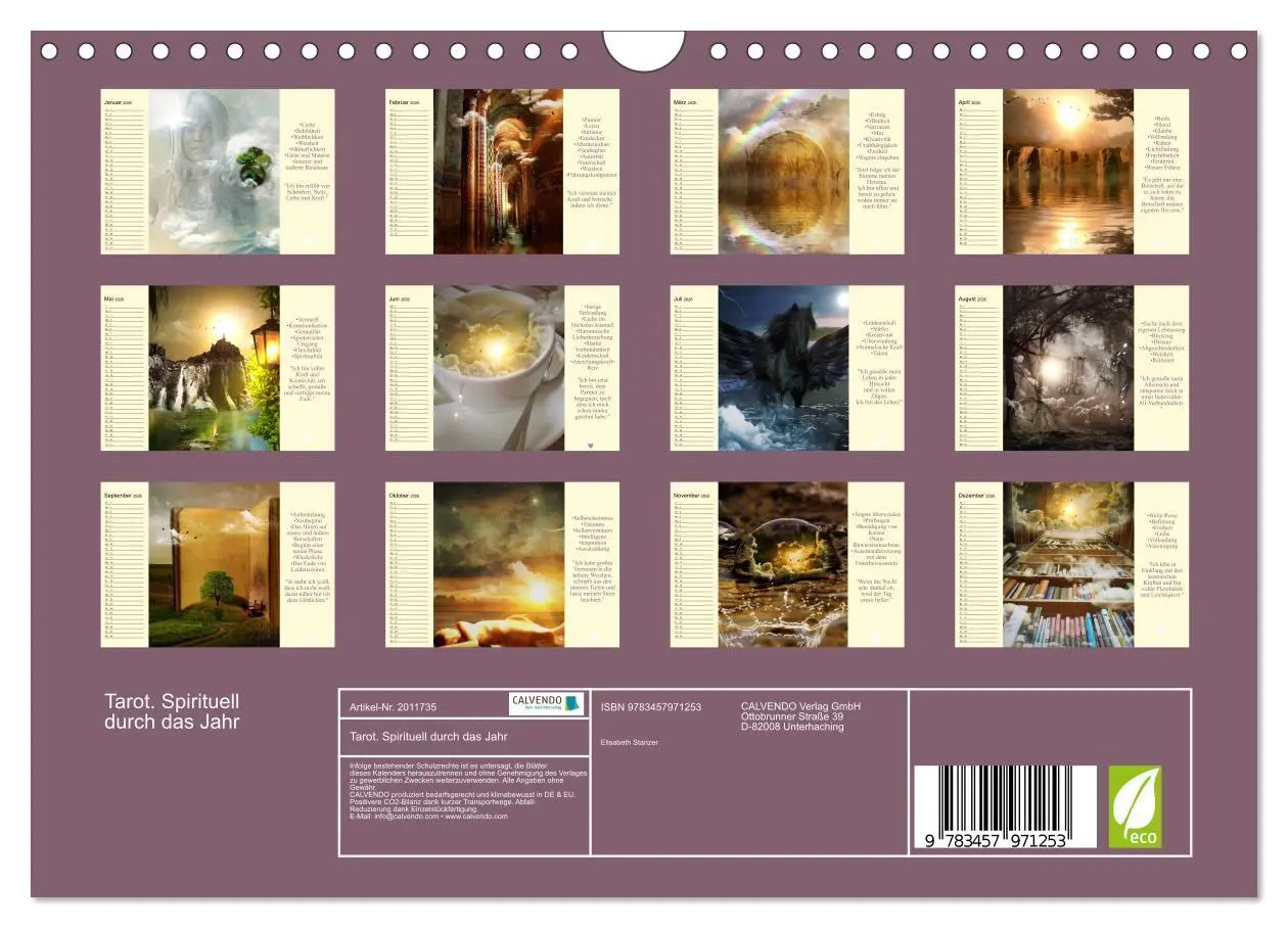 Bild: 9783457971253 | Tarot. Spirituell durch das Jahr (Wandkalender 2026 DIN A4 quer),...