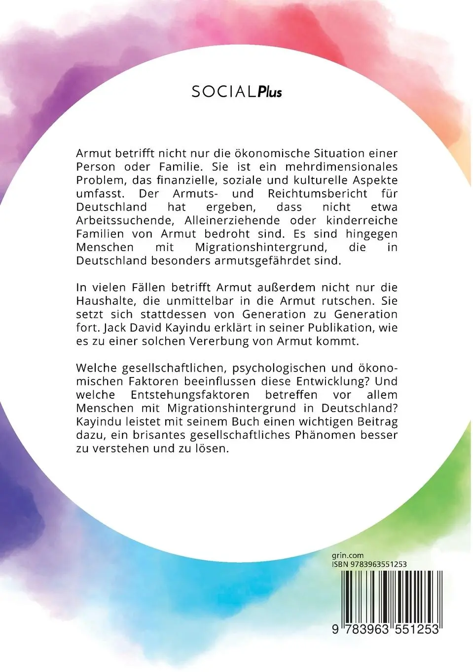 Rückseite: 9783963551253 | Die Vererbung von Armut bei Menschen mit Migrationshintergrund in...