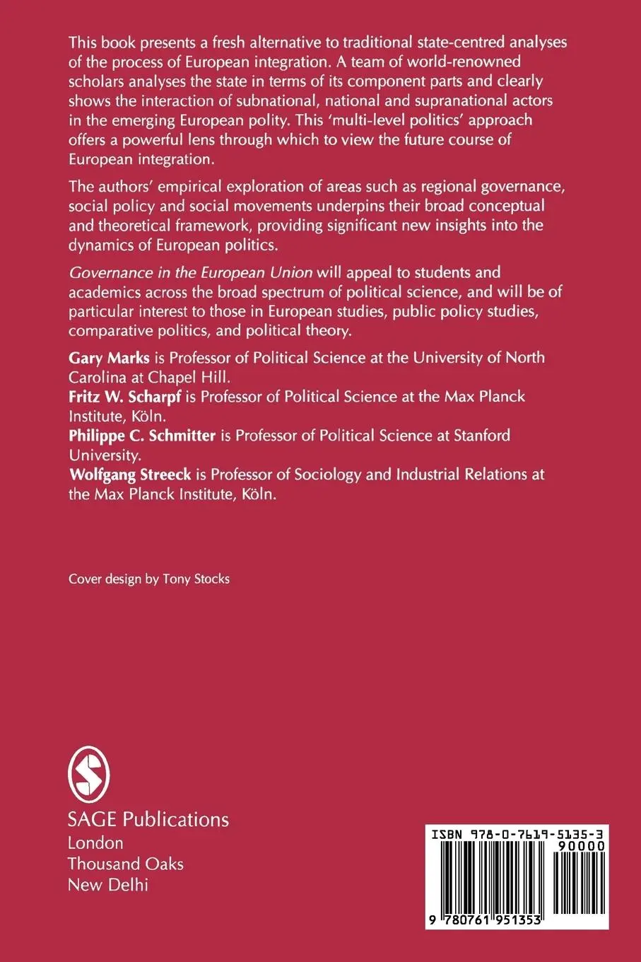 Rückseite: 9780761951353 | Governance in the European Union | Gary Marks (u. a.) | Taschenbuch