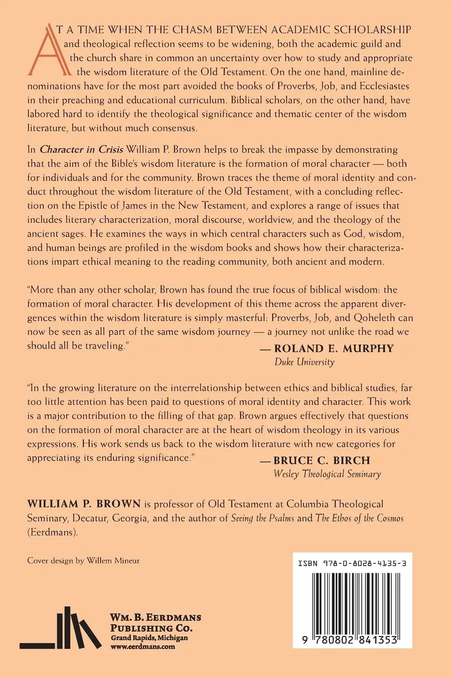 Rückseite: 9780802841353 | Character in Crisis | William Brown | Taschenbuch | Paperback | 1996