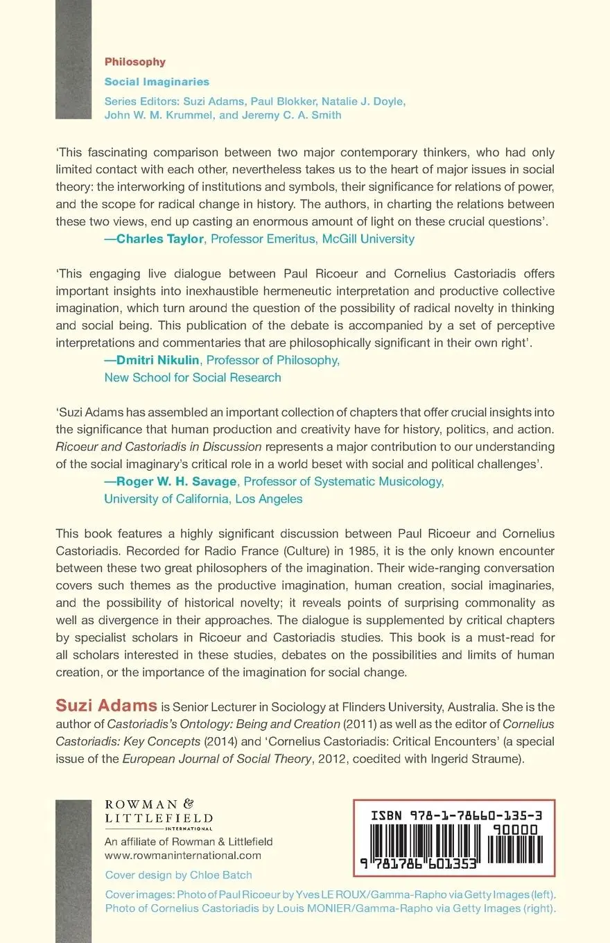 Rückseite: 9781786601353 | Ricoeur and Castoriadis in Discussion | Suzi Adams | Taschenbuch