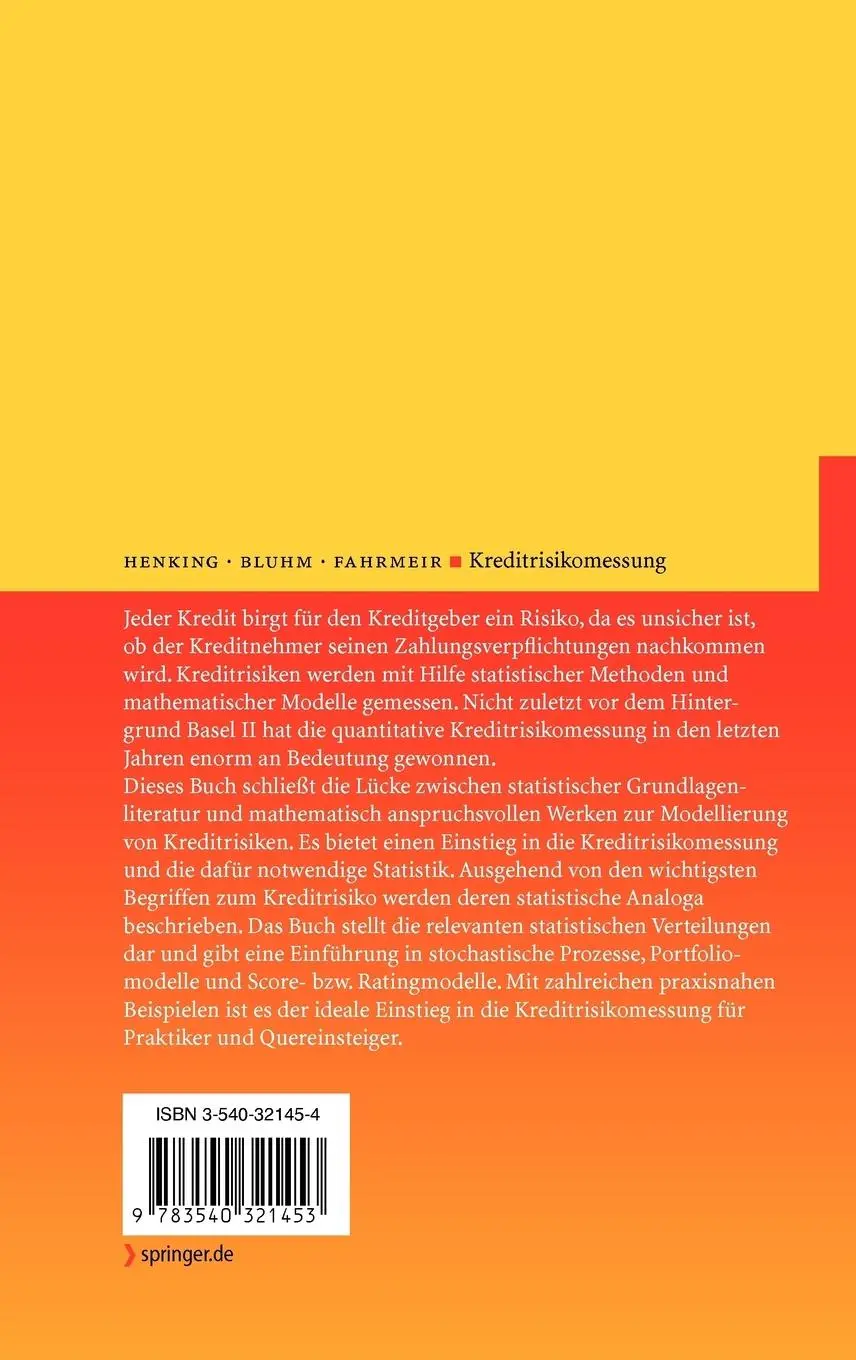 Rückseite: 9783540321453 | Kreditrisikomessung | Andreas Henking (u. a.) | Buch | xviii | Deutsch