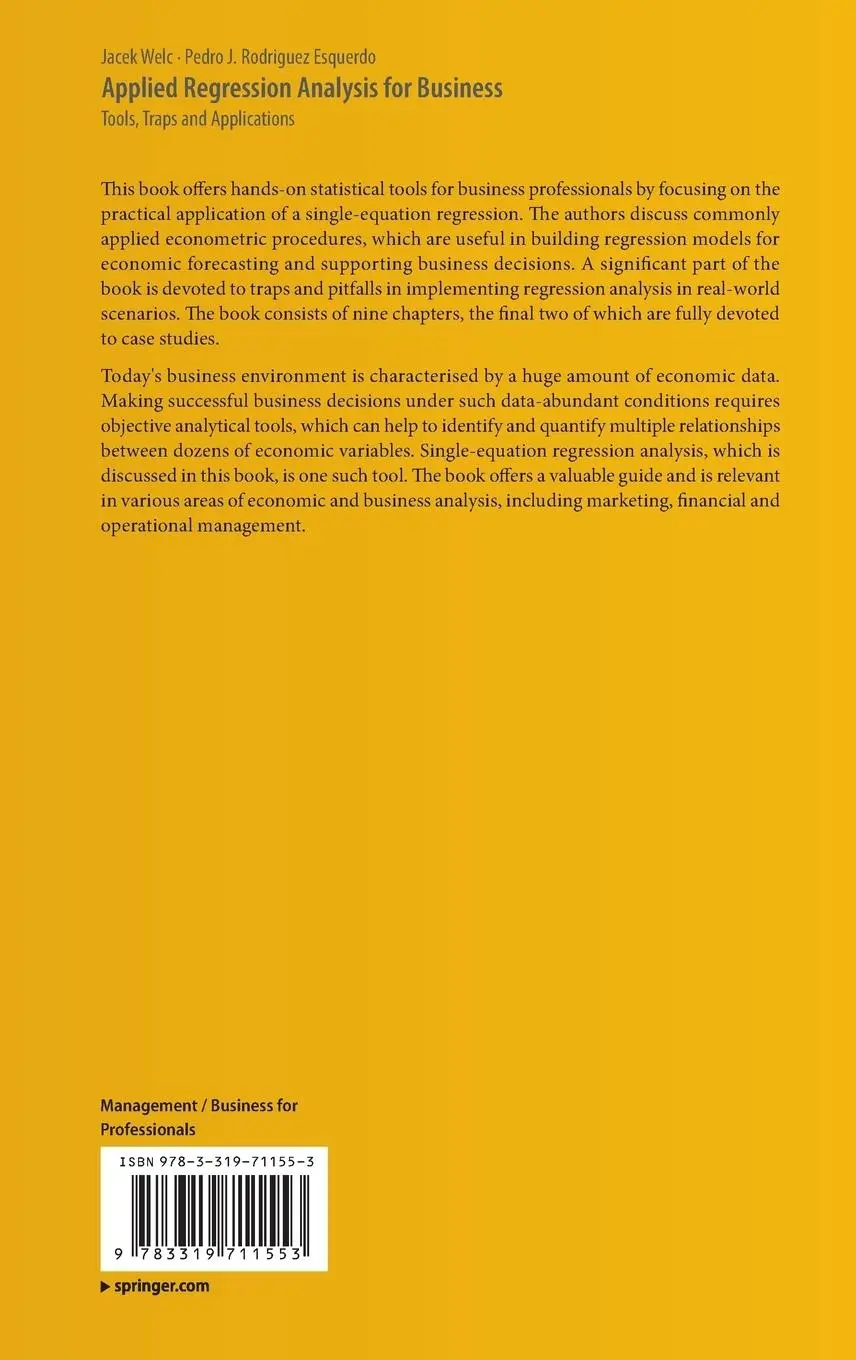 Rückseite: 9783319711553 | Applied Regression Analysis for Business | Esquerdo (u. a.) | Buch