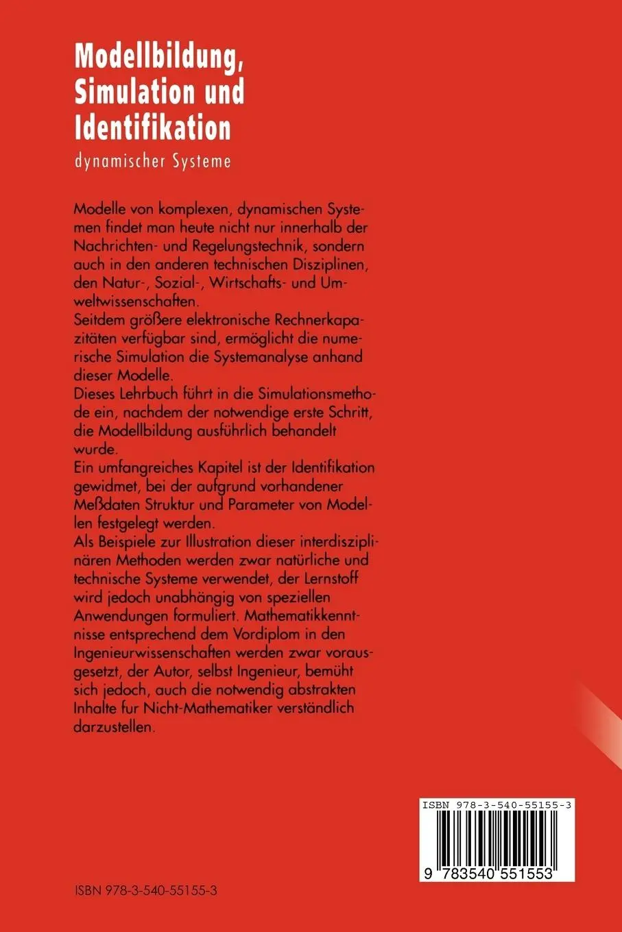 Rückseite: 9783540551553 | Modellbildung, Simulation und Identifikation dynamischer Systeme | xii