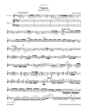 Bild: 9790006541553 | Tzigane, Konzertrhapsodie für Violine und Orchester, Klavierauszug
