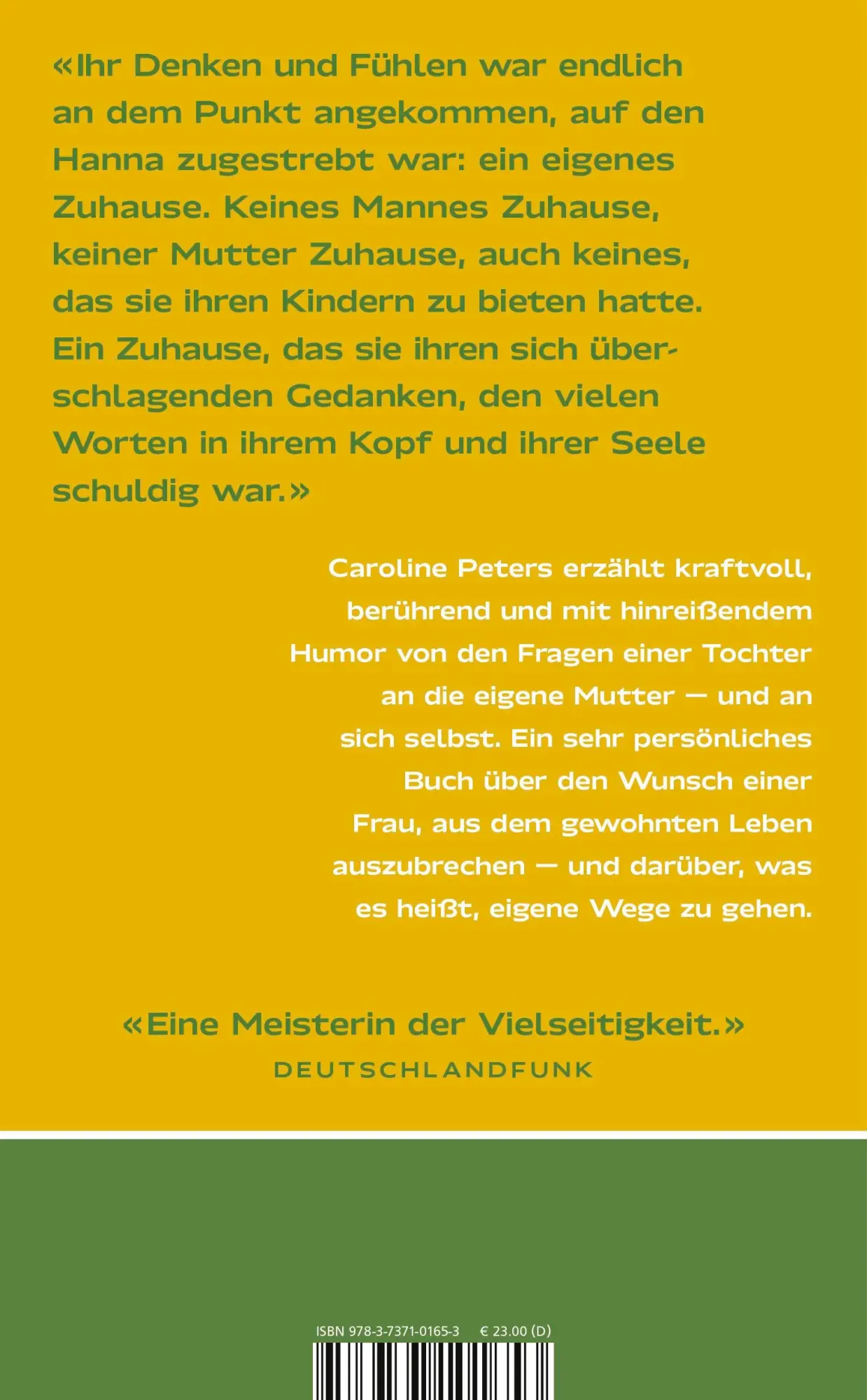 Rückseite: 9783737101653 | Ein anderes Leben | Caroline Peters | Buch | 240 S. | Deutsch | 2024