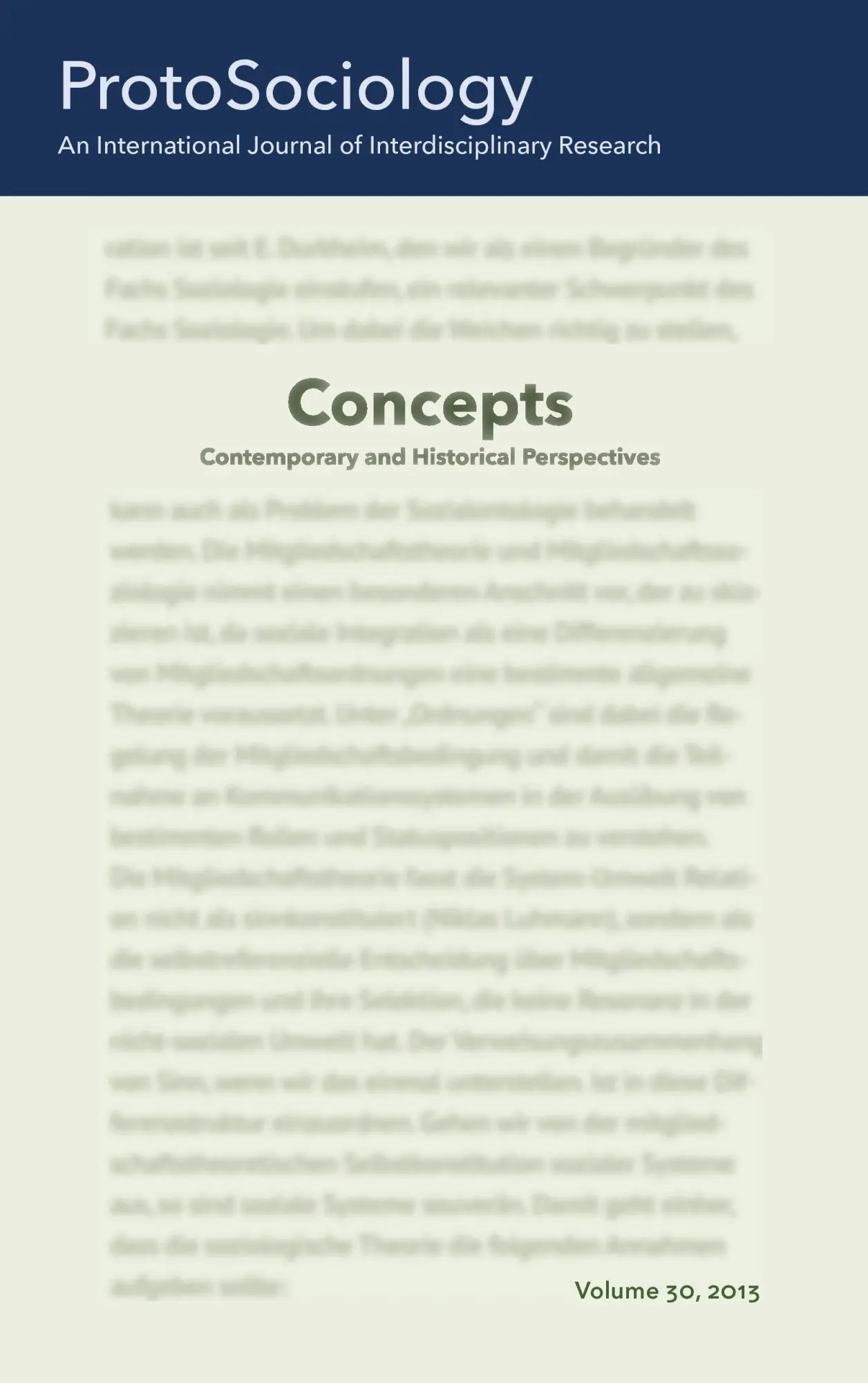 Concepts: Contemporary and Historical Perspectives: ProtoSociology Volume 30