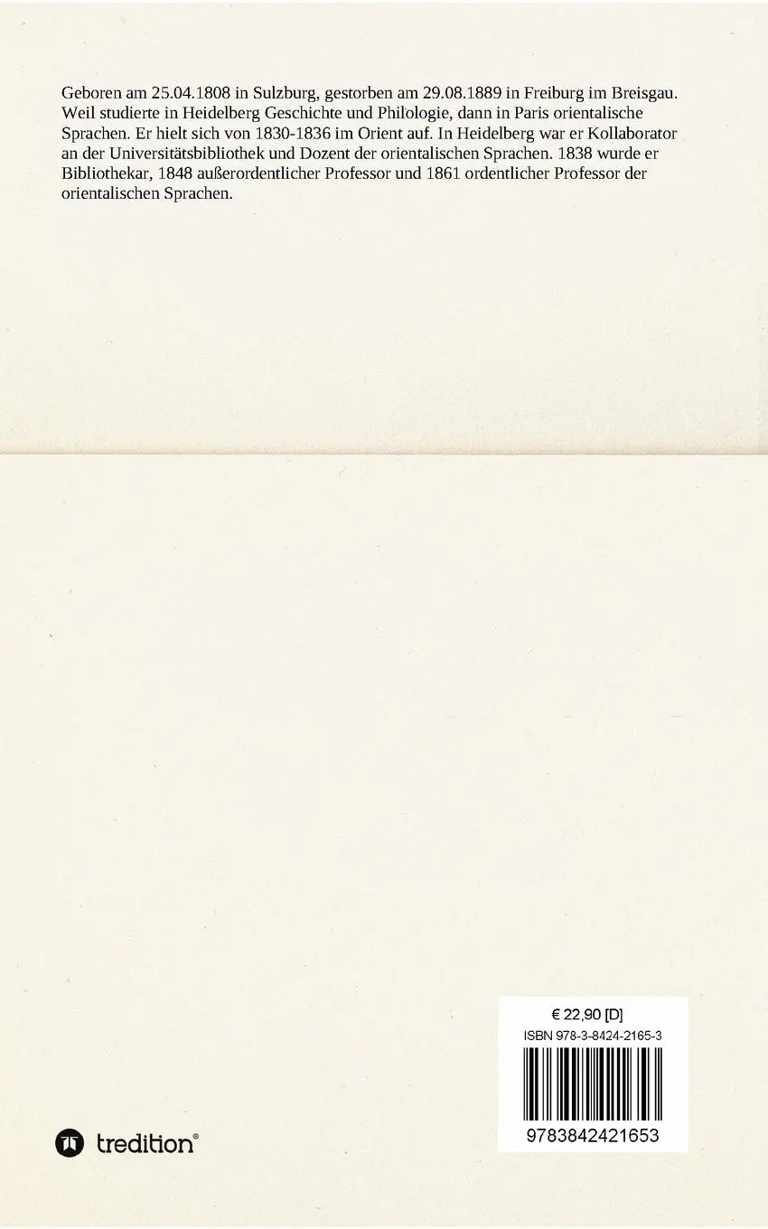 Rückseite: 9783842421653 | Tausend und eine Nacht, Band 1 | Arabische Erzählungen | Gustav Weil