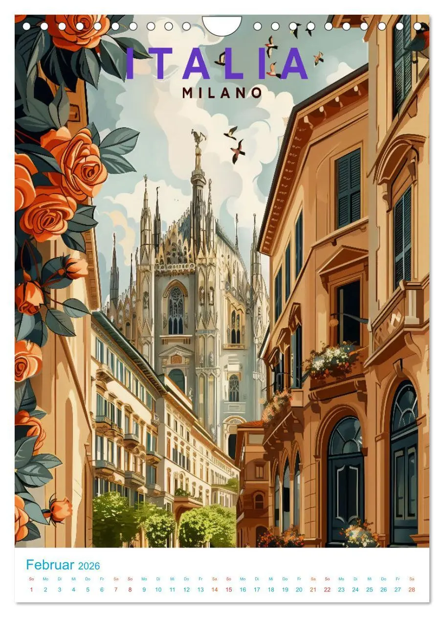 Bild: 9783457301753 | Norditalien - Old School Poster Style (Wandkalender 2026 DIN A4...