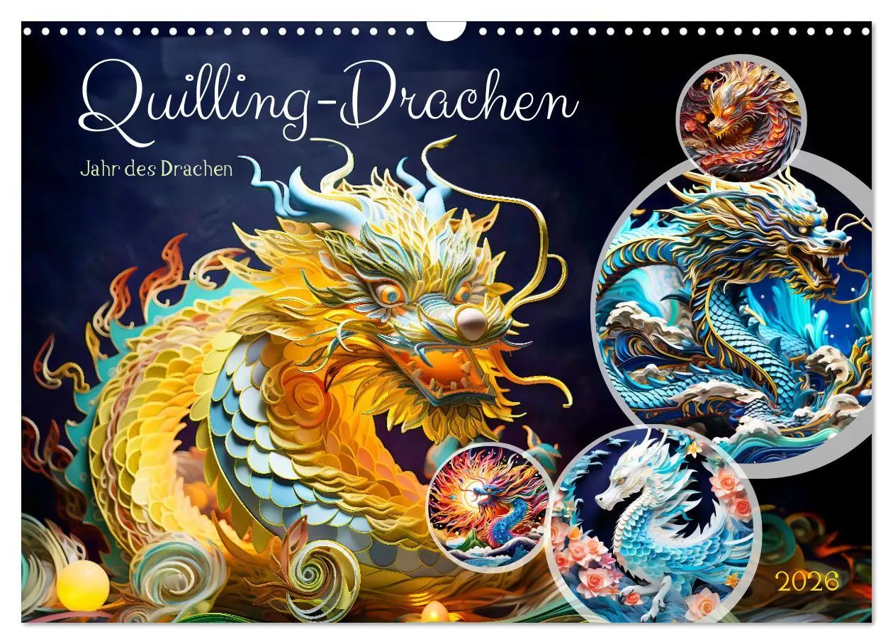 Cover: 9783457471753 | Quilling-Drachen - Jahr des Drachen (Wandkalender 2026 DIN A3...