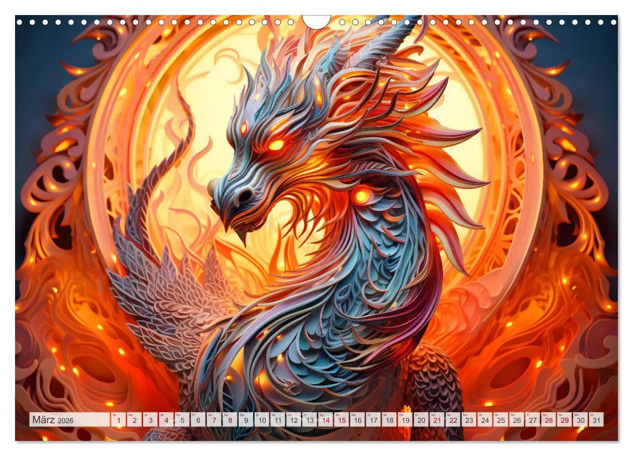 Bild: 9783457471753 | Quilling-Drachen - Jahr des Drachen (Wandkalender 2026 DIN A3...