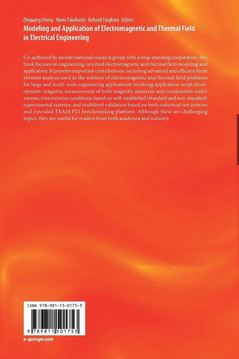 Rückseite: 9789811501753 | Modeling and Application of Electromagnetic and Thermal Field in...
