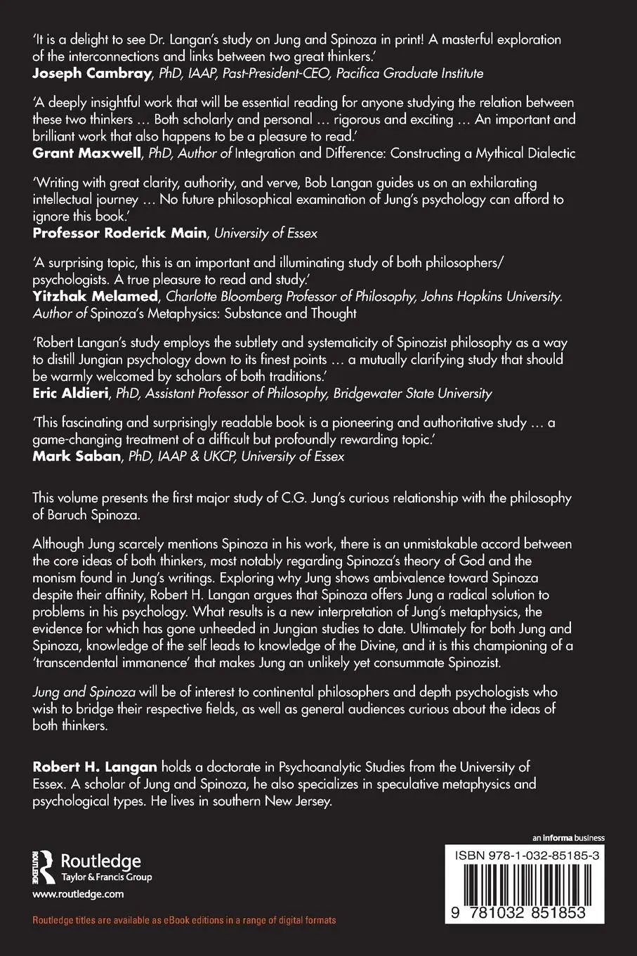 Rückseite: 9781032851853 | Jung and Spinoza | Passage Through The Blessed Self | Robert Langan