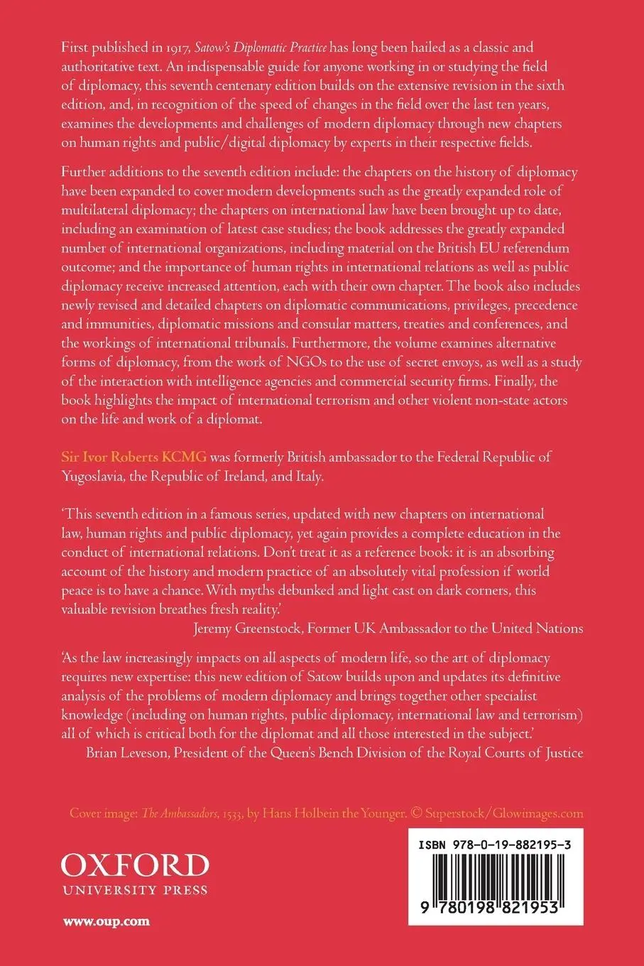 Rückseite: 9780198821953 | Satow's Diplomatic Practice | Ivor Roberts | Taschenbuch | Englisch