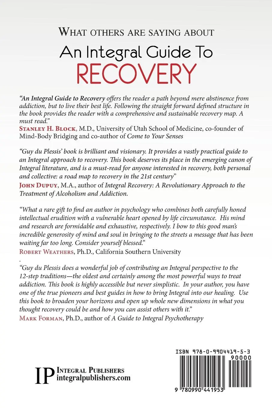 Rückseite: 9780990441953 | An Integral Guide to Recovery | Twelve Steps and Beyond | Plessis