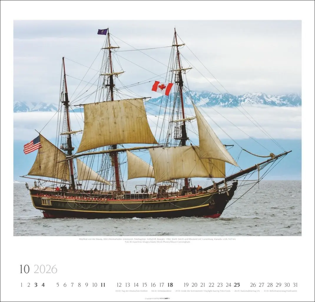Bild: 9783839901953 | Tall Ships Kalender 2026 | Weingarten | Kalender | Spiralbindung