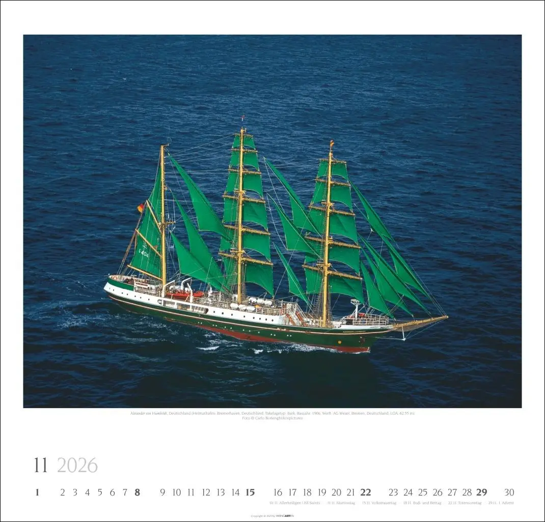 Bild: 9783839901953 | Tall Ships Kalender 2026 | Weingarten | Kalender | Spiralbindung