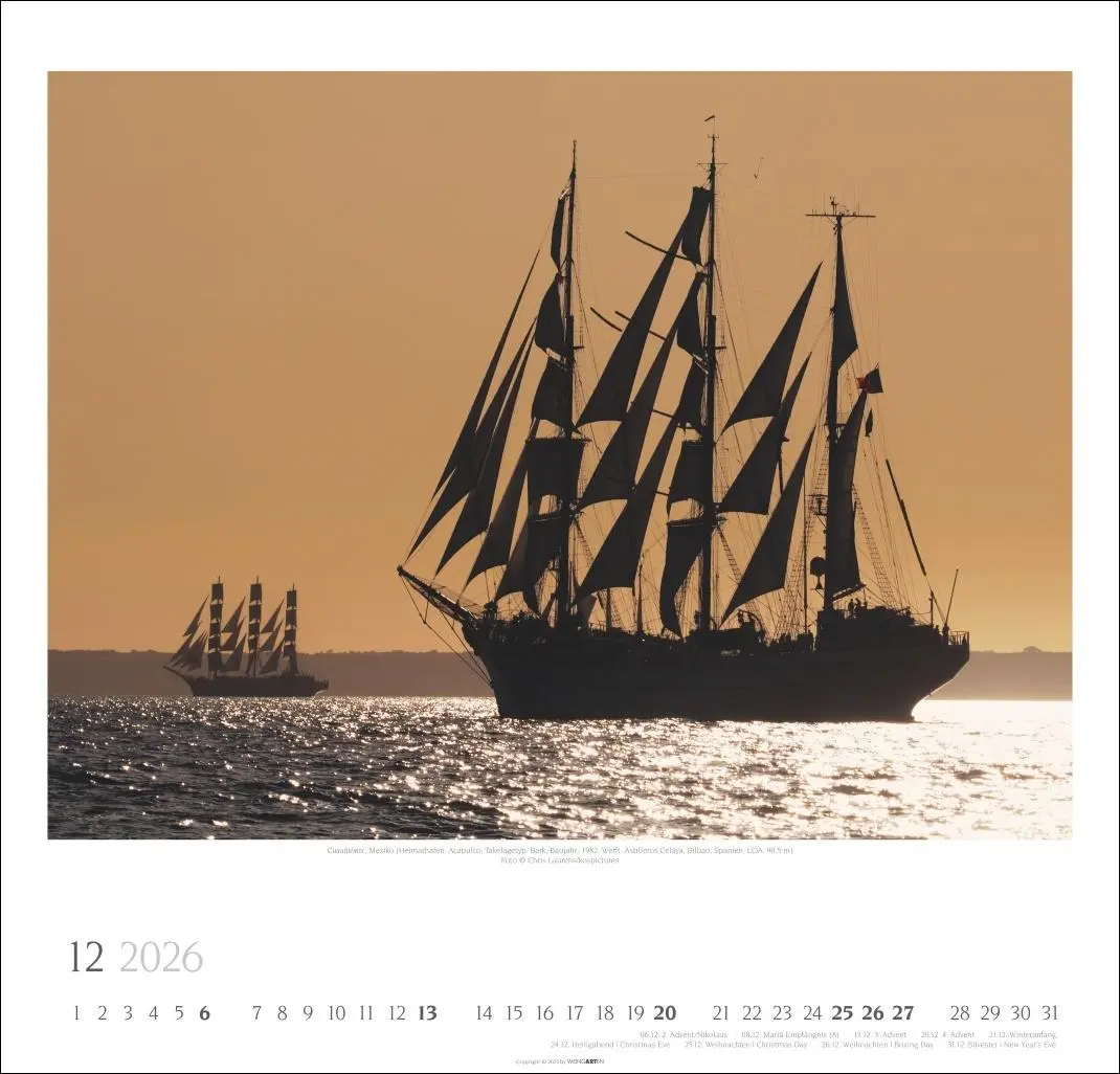 Bild: 9783839901953 | Tall Ships Kalender 2026 | Weingarten | Kalender | Spiralbindung