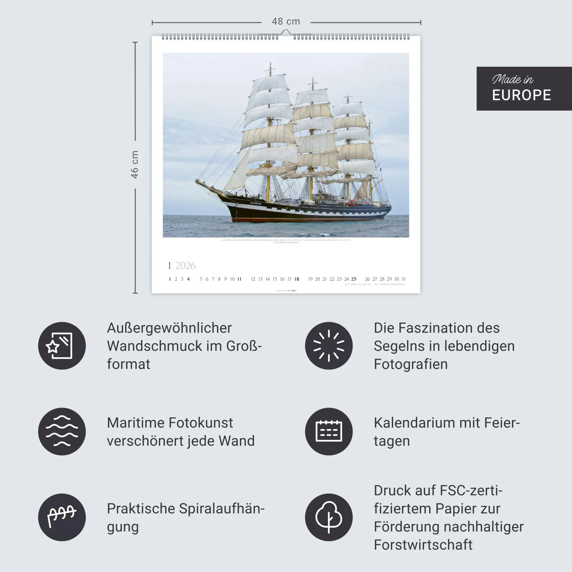 Bild: 9783839901953 | Tall Ships Kalender 2026 | Weingarten | Kalender | Spiralbindung