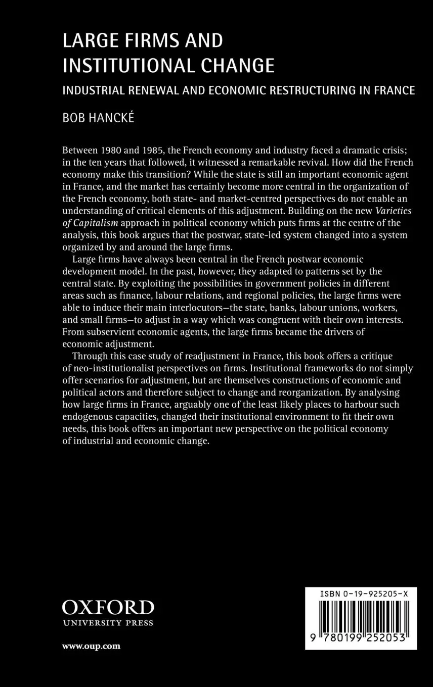 Rückseite: 9780199252053 | Large Firms and Institutional Change | Bob Hancke (u. a.) | Buch