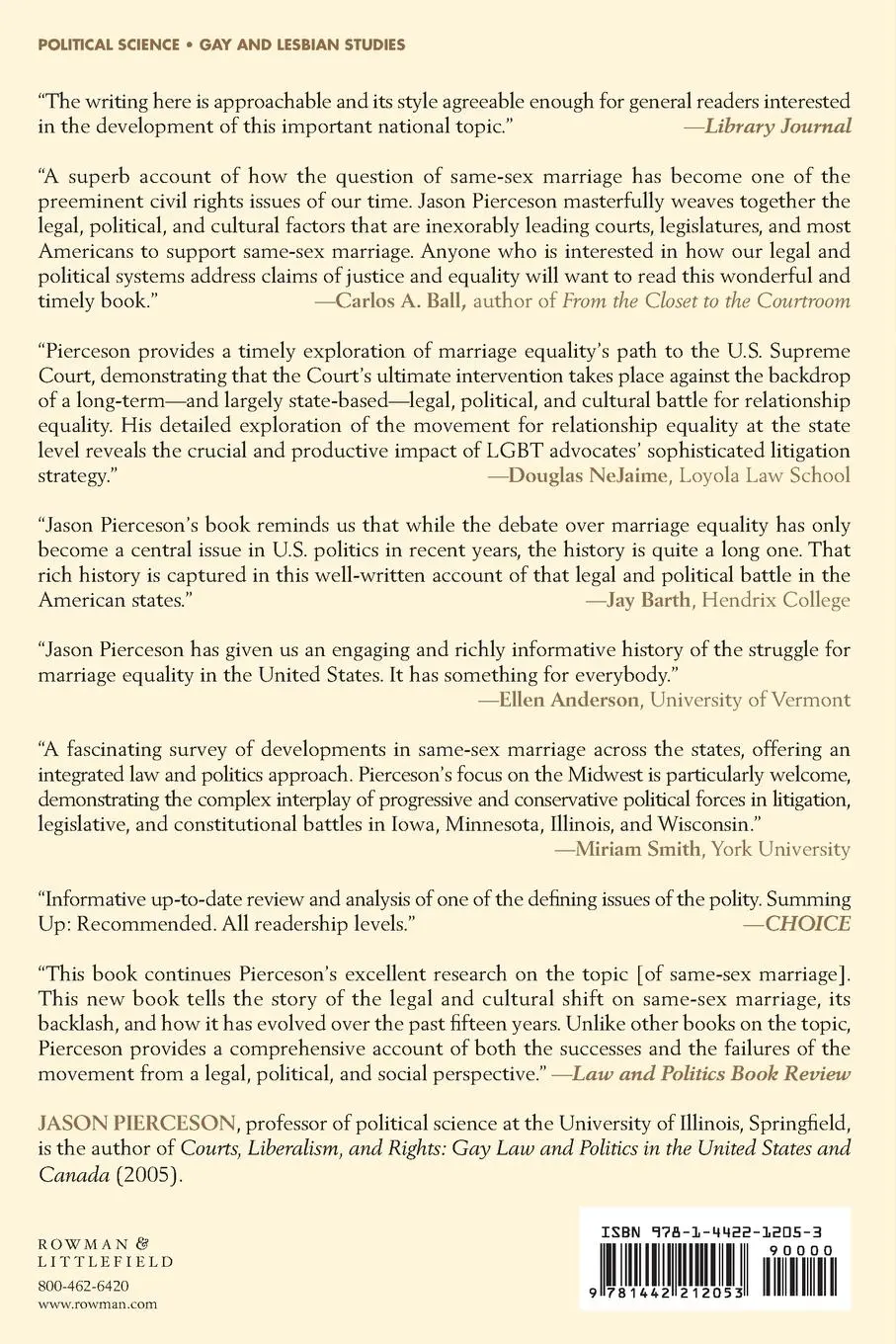 Rückseite: 9781442212053 | Same-Sex Marriage in the United States | Jason Pierceson | Taschenbuch