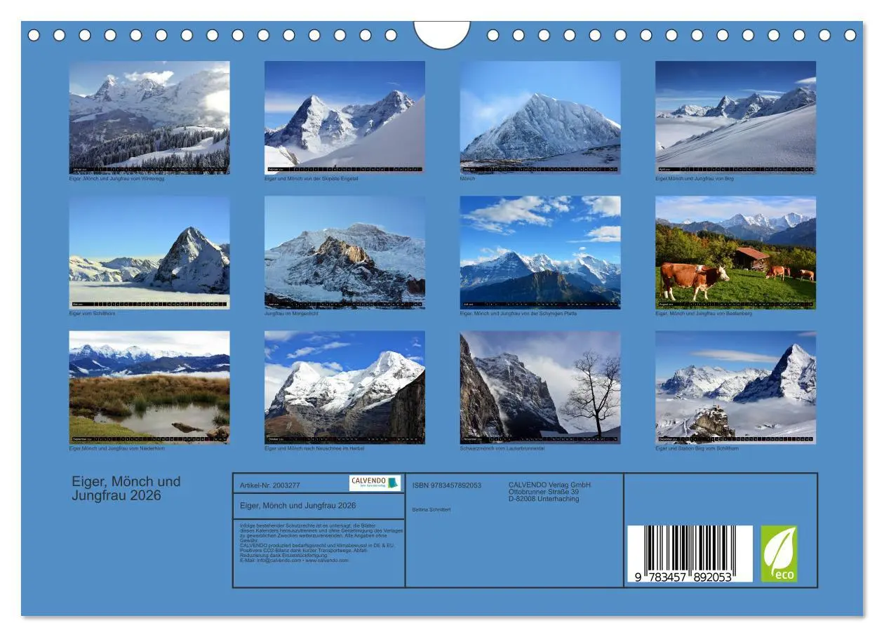 Bild: 9783457892053 | Eiger, Mönch und Jungfrau 2026 (Wandkalender 2026 DIN A4 quer),...