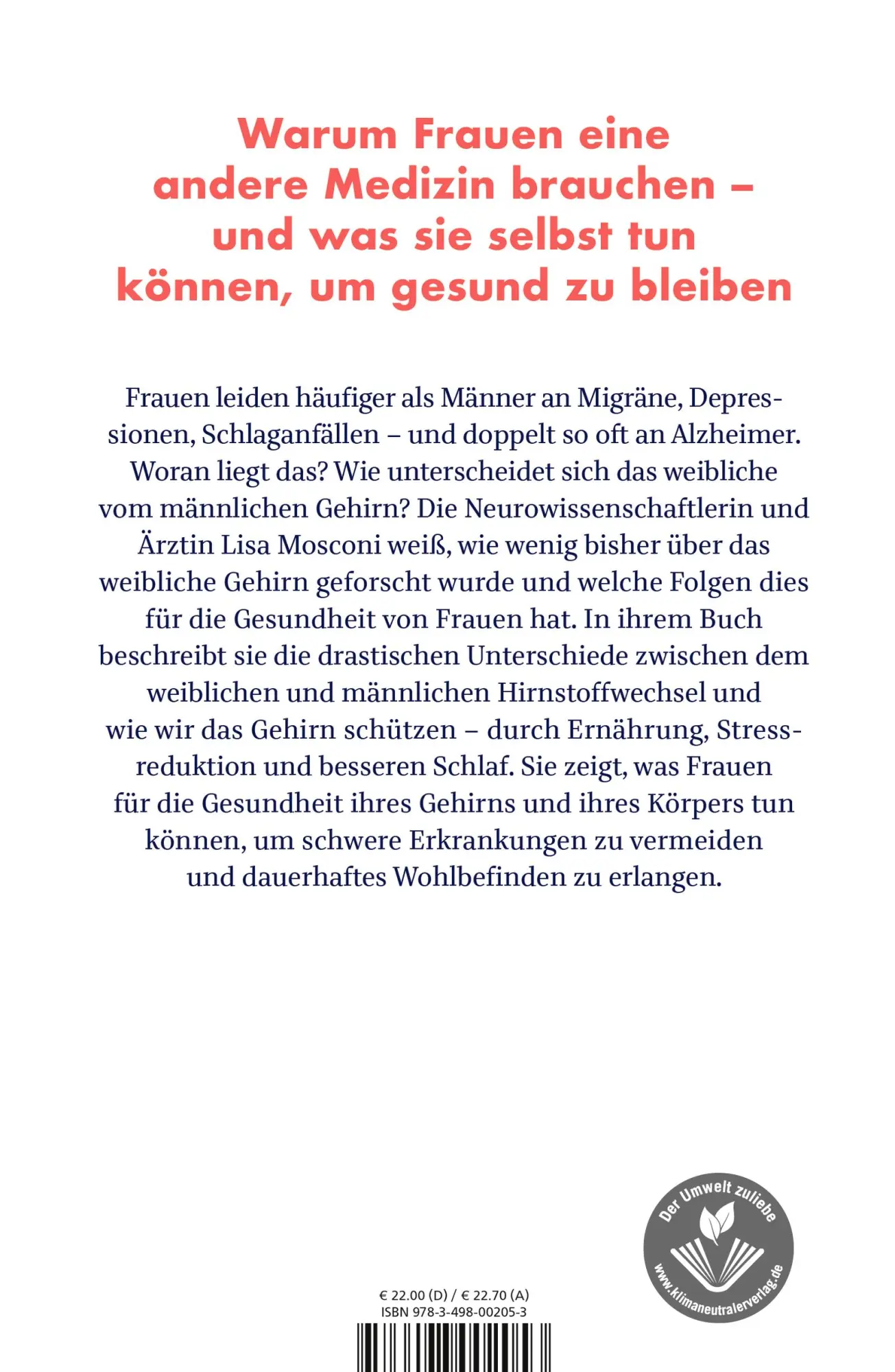 Rückseite: 9783498002053 | Das weibliche Gehirn | Lisa Mosconi | Buch | 432 S. | Deutsch | 2020