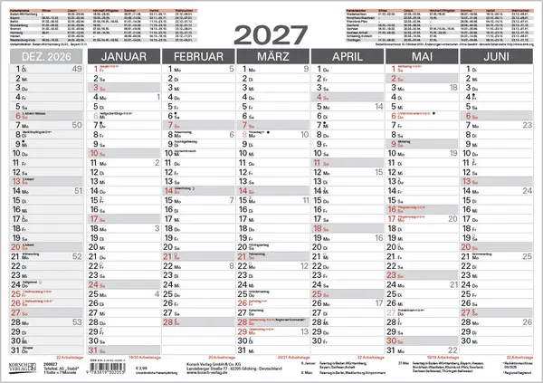 Bild: 9783819302053 | Tafelkalender A5 "Stabil" 2027 | Korsch Verlag | Kalender | 1 S.