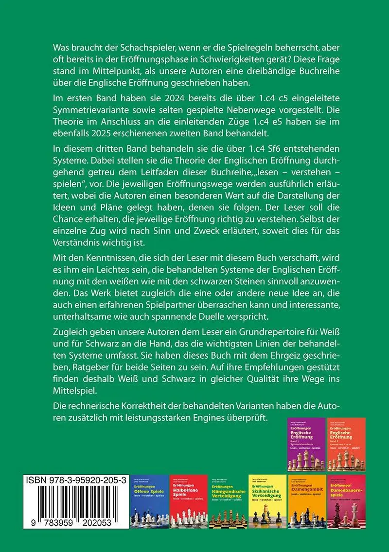 Rückseite: 9783959202053 | Eröffnungen - Englische Eröffnung Band 3 Systeme nach 1. c4 Sf6 | Buch