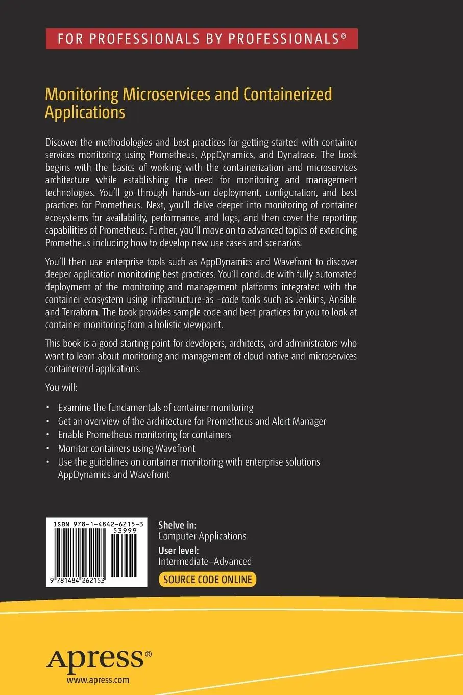 Rückseite: 9781484262153 | Monitoring Microservices and Containerized Applications | Taschenbuch