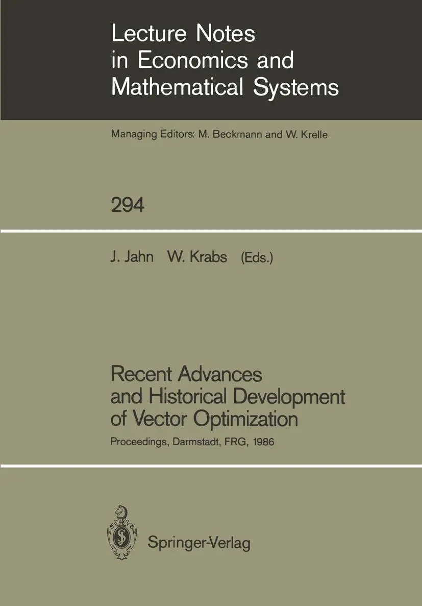 Cover: 9783540182153 | Recent Advances and Historical Development of Vector Optimization