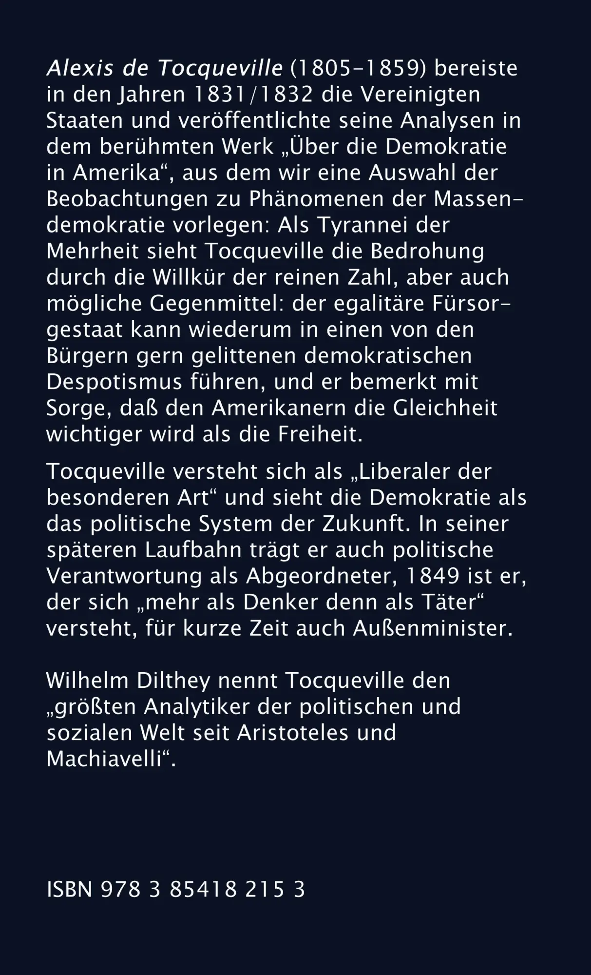 Rückseite: 9783854182153 | Die Tyrannei der Mehrheit | Alexis de Tocqueville | Buch | Deutsch