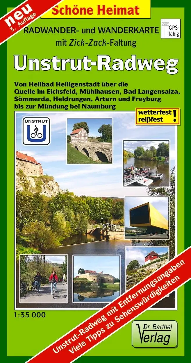 Cover: 9783895912153 | Radwander- und Wanderkarte Unstrut-Radweg 1:35 000, Laufzeit bis 2027