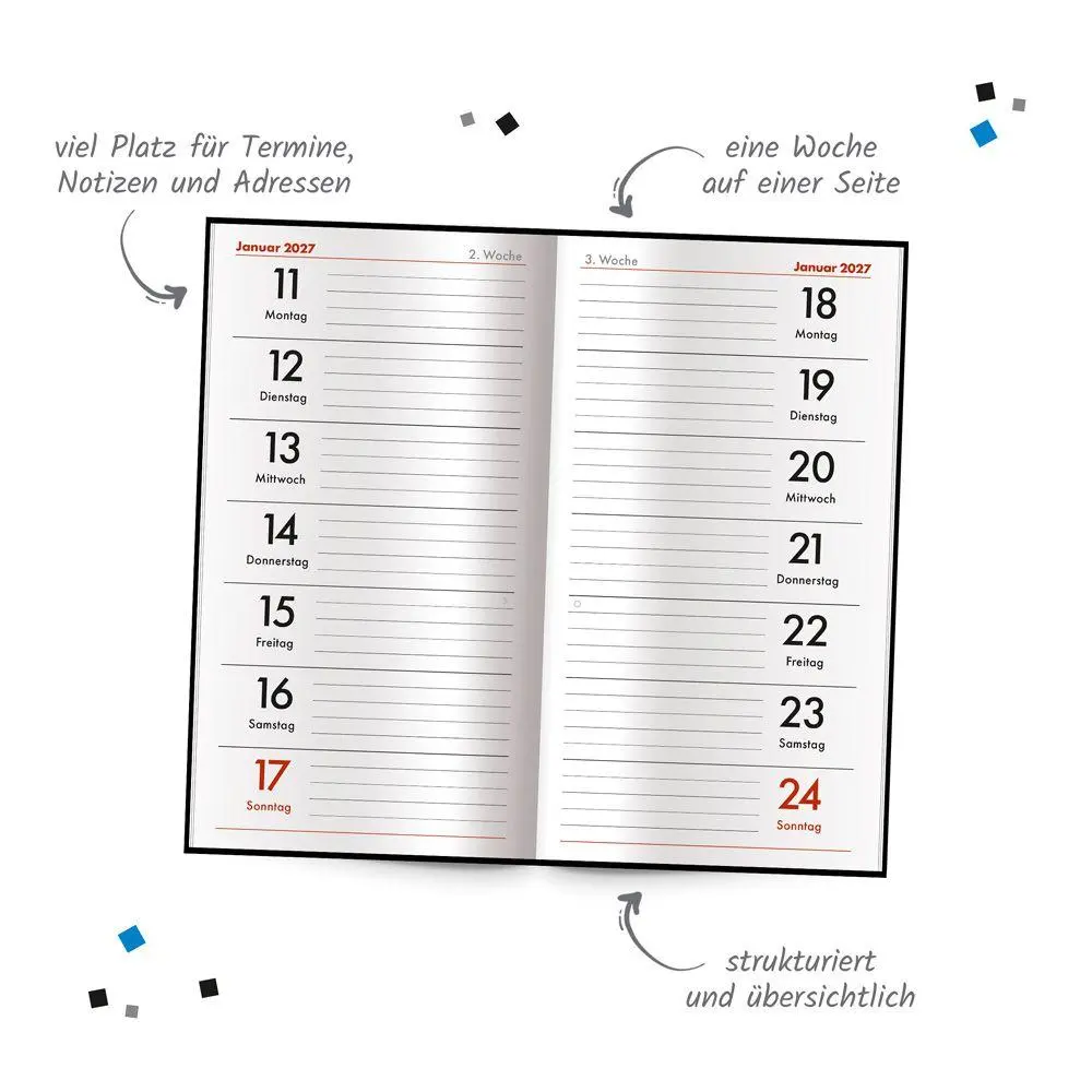 Bild: 4251901512253 | TRÖTSCH - Taschenterminer schwarz 2027 | Wochenkalender | KG | 64 S.
