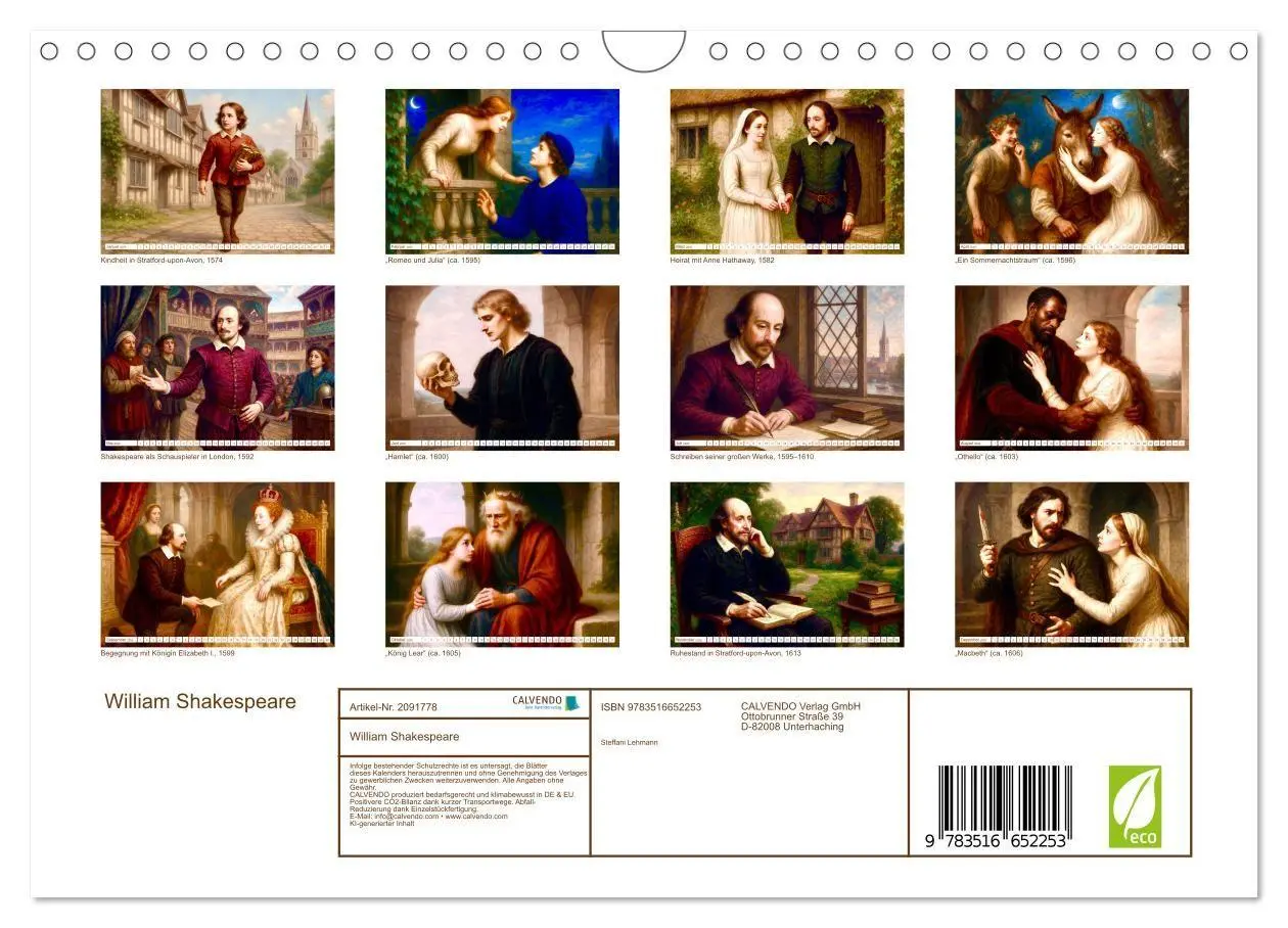 Bild: 9783516652253 | William Shakespeare (Wandkalender 2026 DIN A4 quer), CALVENDO...