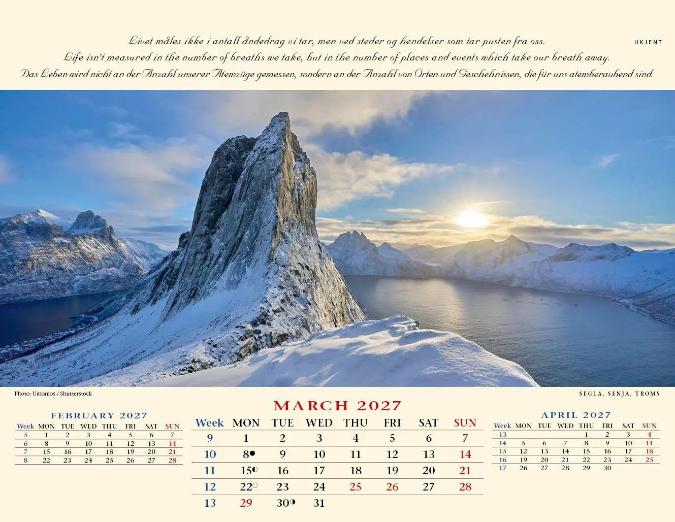 Bild: 9783930232253 | Panorama Norwegen 2027 Tischkalender | Kalenderforlaget | Kalender