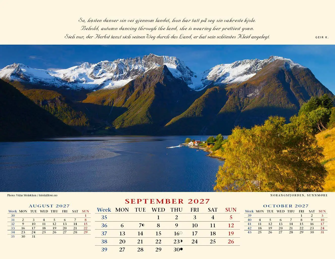 Bild: 9783930232253 | Panorama Norwegen 2027 Tischkalender | Kalenderforlaget | Kalender