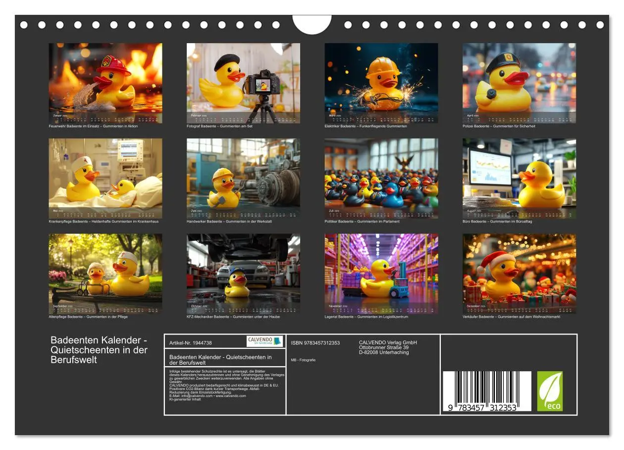 Bild: 9783457312353 | Badeenten Kalender - Quietscheenten in der Berufswelt (Wandkalender...
