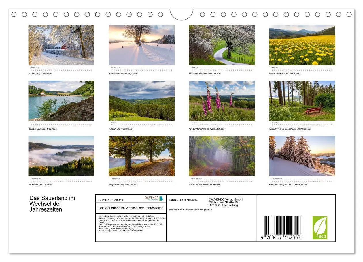 Bild: 9783457552353 | Das Sauerland im Wechsel der Jahreszeiten (Wandkalender 2026 DIN A4...