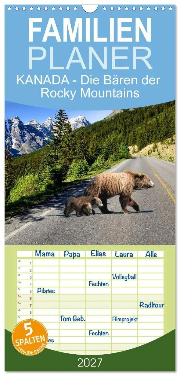 Cover: 9783594312353 | Familienplaner 2027 - KANADA - Die Bären der Rocky Mountains mit 5...