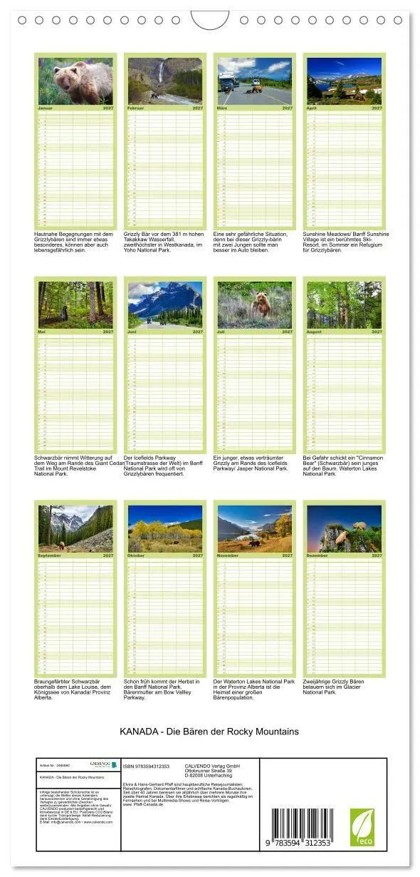Bild: 9783594312353 | Familienplaner 2027 - KANADA - Die Bären der Rocky Mountains mit 5...