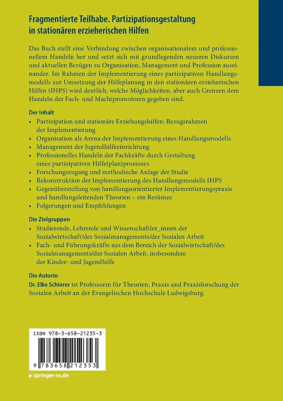 Rückseite: 9783658212353 | Fragmentierte Teilhabe. Partizipationsgestaltung in stationären...