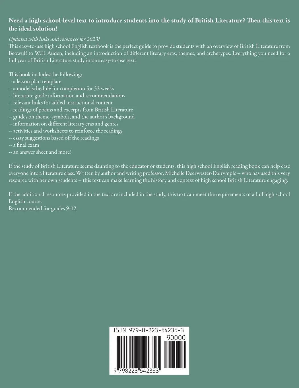 Rückseite: 9798223542353 | High School British Literature | Michelle Deerwester-Dalrymple | Buch